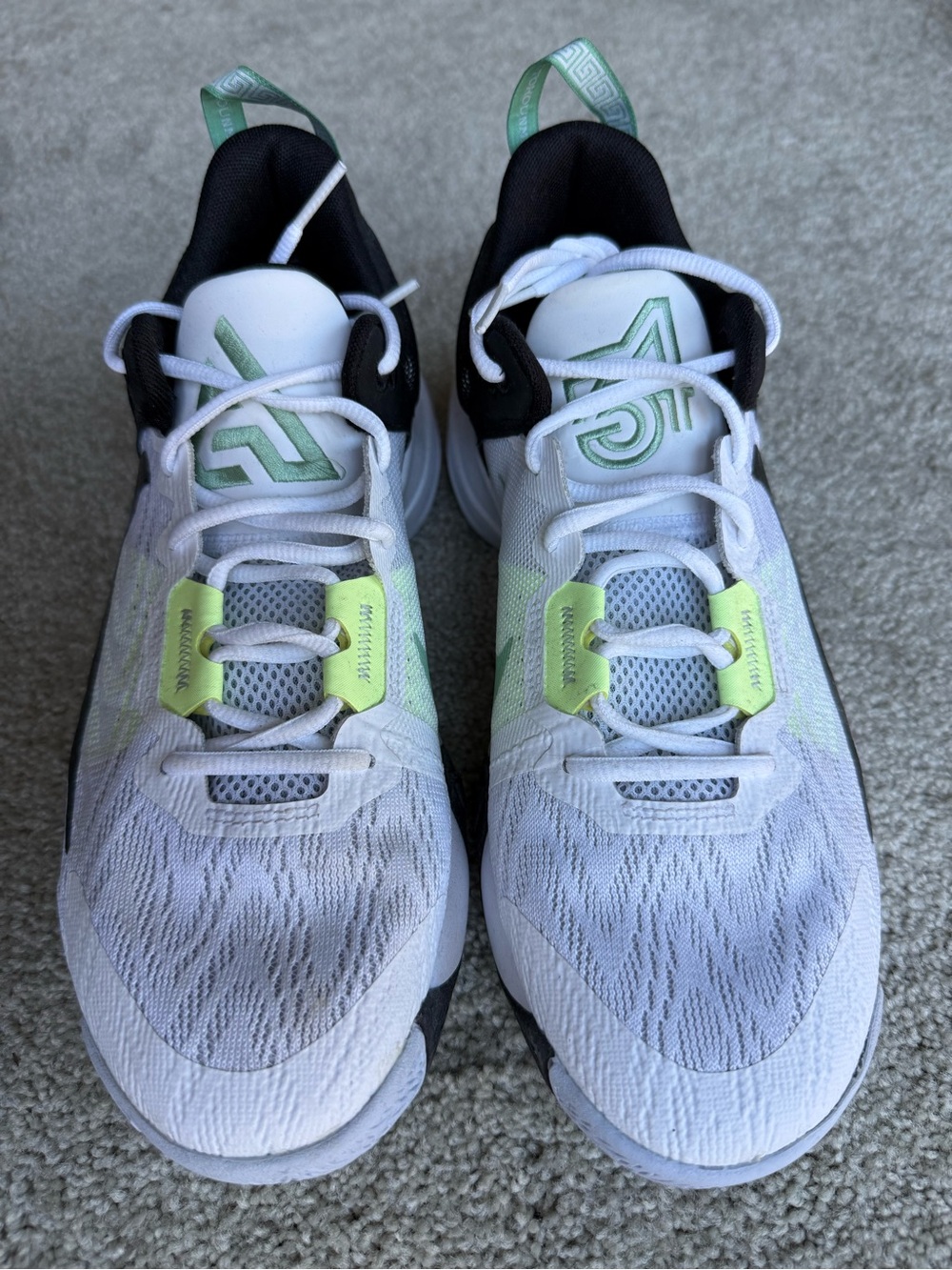 Nike Giannis White Sneakers with Green Accents, size 9 men’s